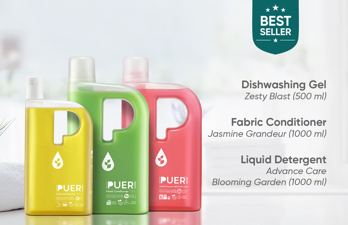 Dishwashing Gel - Zesty Blast / 500 ml + FabCon - Jasmine Grandeur / 1000 ml + LD AC - Blooming Garden / 1000 ml